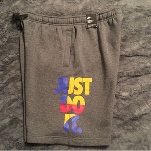 Nike Athletic Gray Shorts with Vibrant Logo